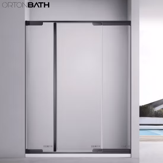 Ortonbath Mampara de ducha de baño de vidrio templado personalizable, con marco de soporte y perfil de aluminio, pivote transparente con certificación CE, color plateado, grueso y personalizable